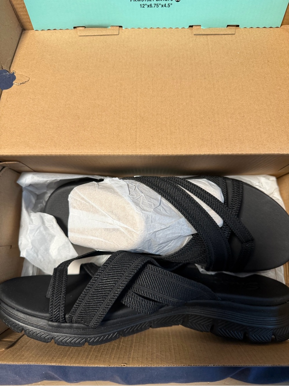 Skechers Black Strappy Memory Foam Sport Sandals